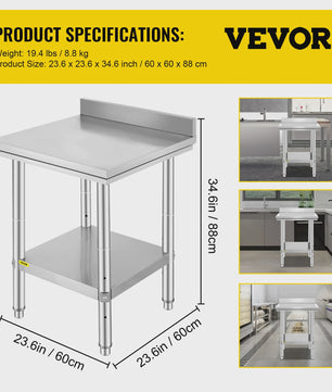 Professionele RVS Werkbank met Onderblad - Ideaal voor Keuken, Horeca & Garage