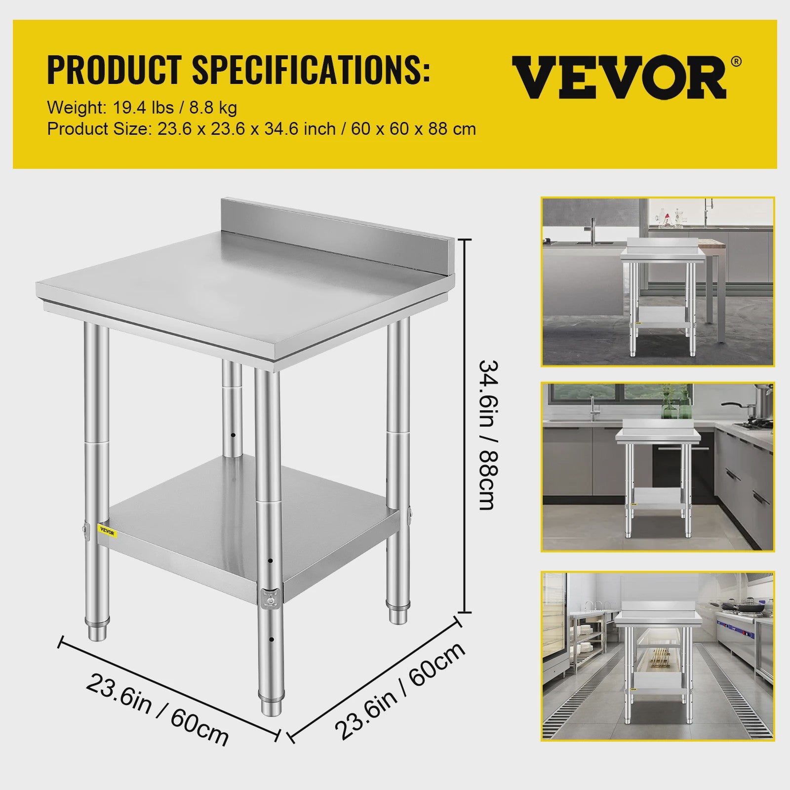 Professionele RVS Werkbank met Onderblad - Ideaal voor Keuken, Horeca & Garage
