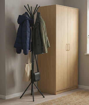 Stabiele Zwarte Kapstok met 12 Haken - Moderne Staande Kledinghanger voor Hal, Slaapkamer of Kantoor