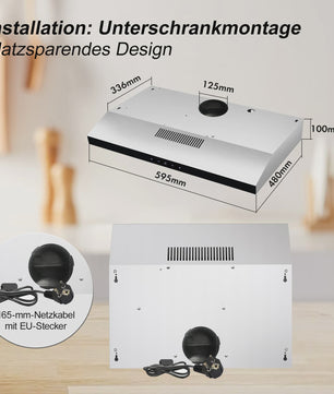 TopStrong 60cm Onderbouw Afzuigkap met LED Verlichting - Recirculatie