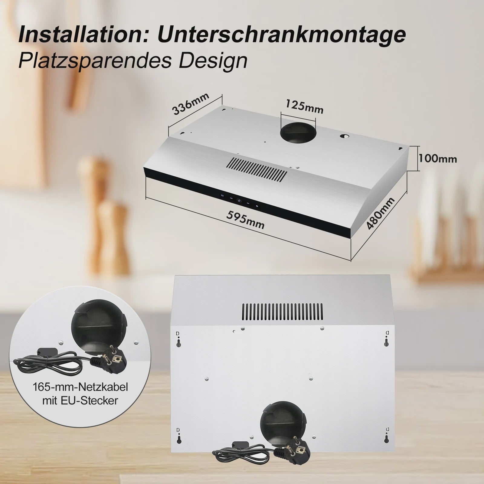 TopStrong 60cm Onderbouw Afzuigkap met LED Verlichting - Recirculatie