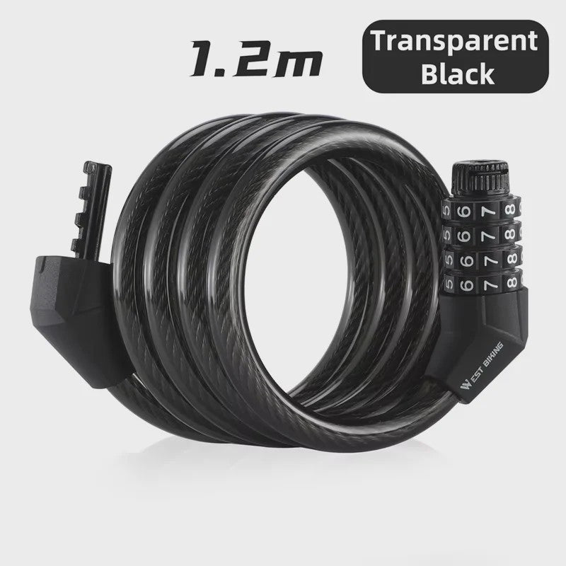 WEST BIKING 4-Cijferig Fietsslot - 120cm Staalkabel Anti-diefstal voor Fiets & Scooter