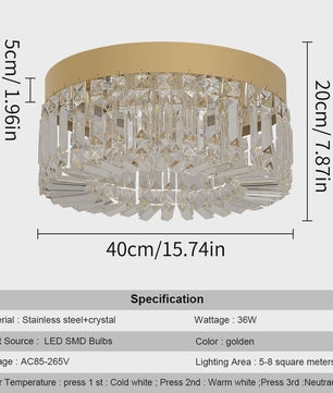 Luxe Kristallen Plafondlamp Goud - Moderne LED Verlichting voor Woonkamer (Ø 40/50cm)