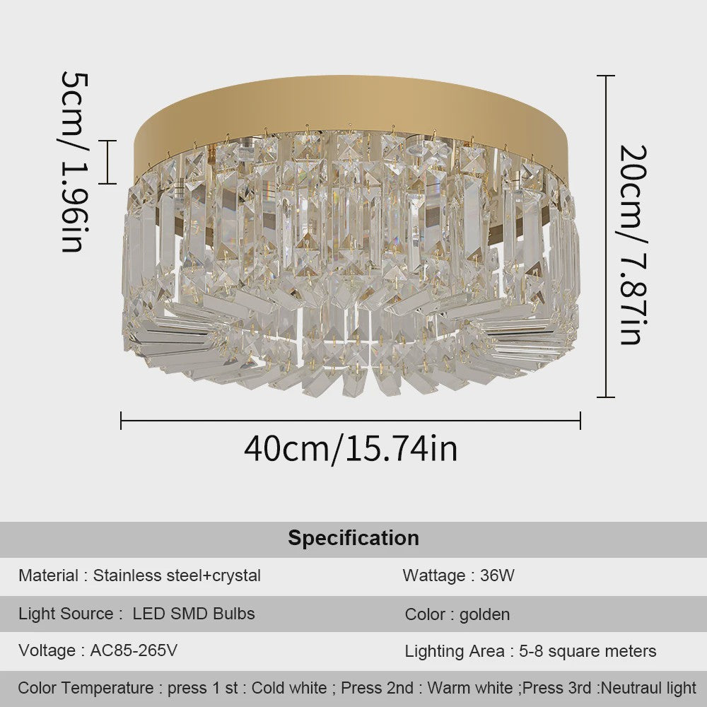 Luxe Kristallen Plafondlamp Goud - Moderne LED Verlichting voor Woonkamer (Ø 40/50cm)