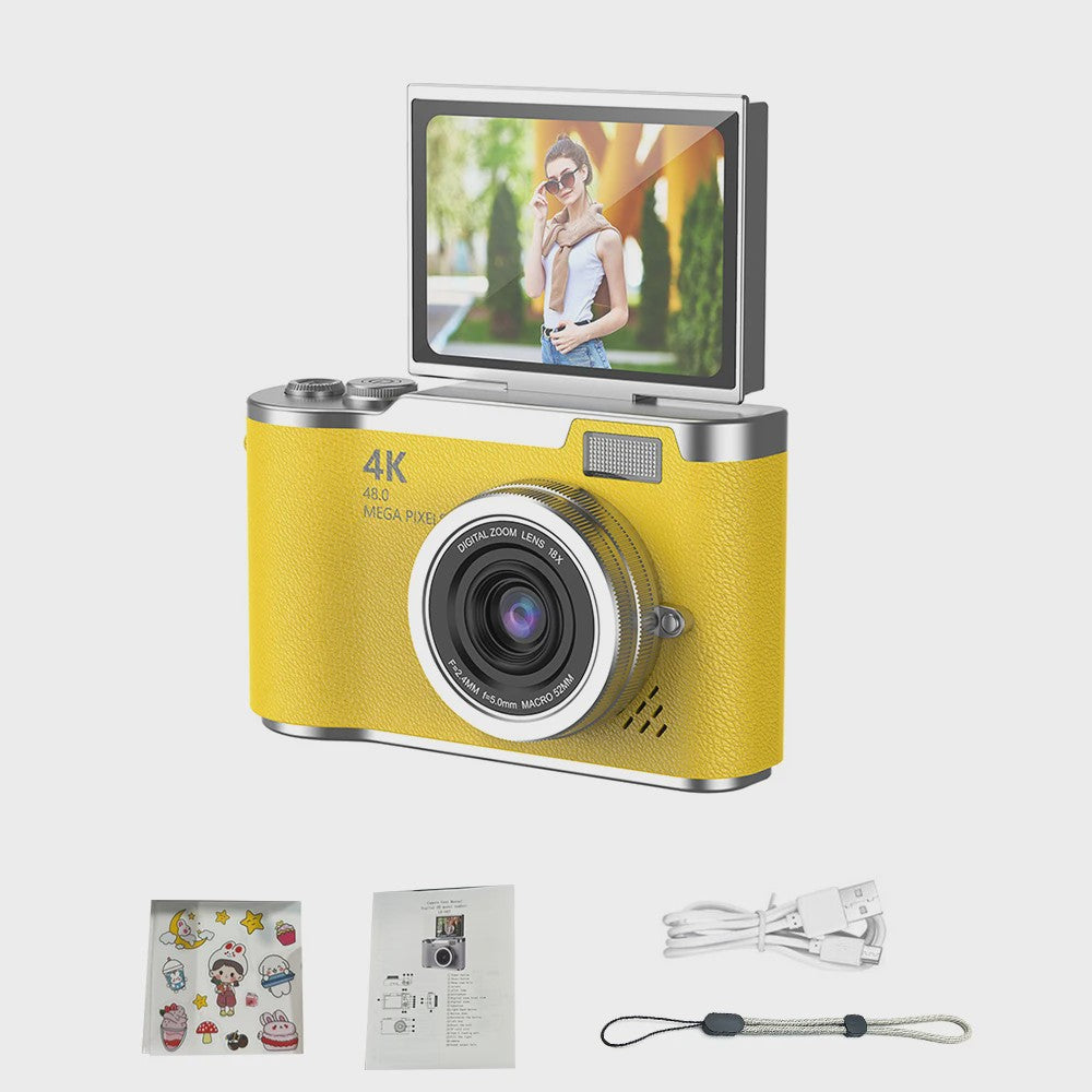 4K Digitale Camera met 48MP, 8x Zoom & Flip Screen - Ideaal voor Studenten