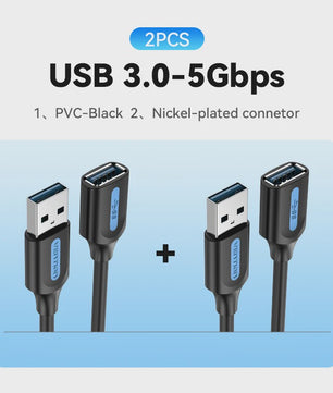 Vention USB 3.0 Verlengsnoer - Snelle Dataoverdracht voor PC, TV, Console & Meer