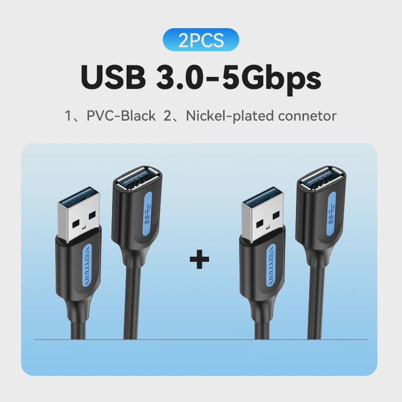 Vention USB 3.0 Verlengsnoer - Snelle Dataoverdracht voor PC, TV, Console & Meer