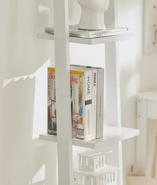 SoBuy FRG15-W Ladder Boekenkast Wit - 4 Planken, Vrijstaand, 33cm Breed
