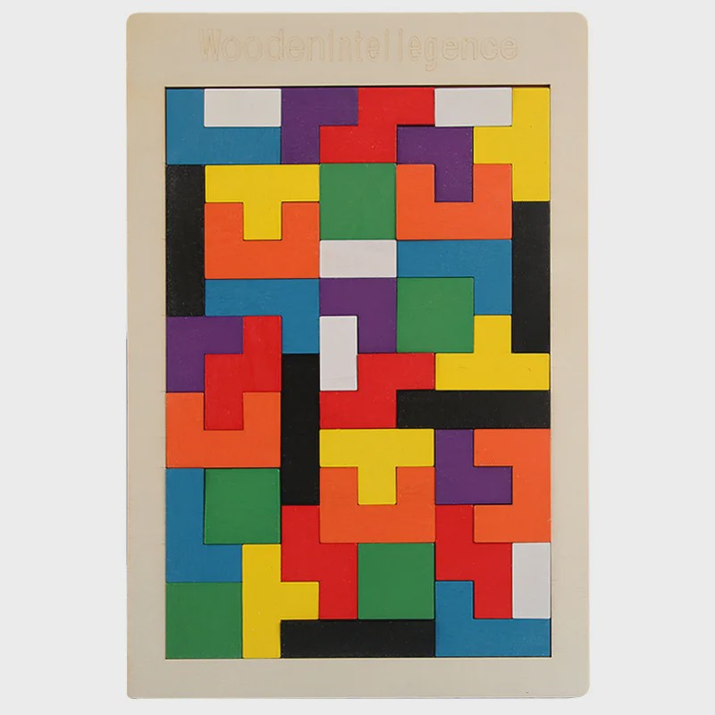 Houten Tangram Puzzel voor Kinderen - Kleurrijk Montessori Leerspel