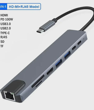 11-in-1 USB-C Hub Docking Station met HDMI, VGA, RJ45 & 100W PD Opladen