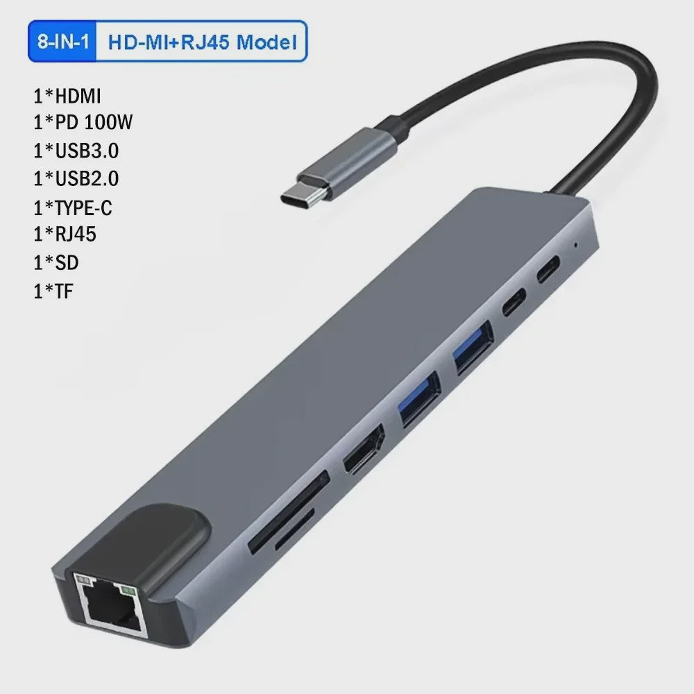 11-in-1 USB-C Hub Docking Station met HDMI, VGA, RJ45 & 100W PD Opladen