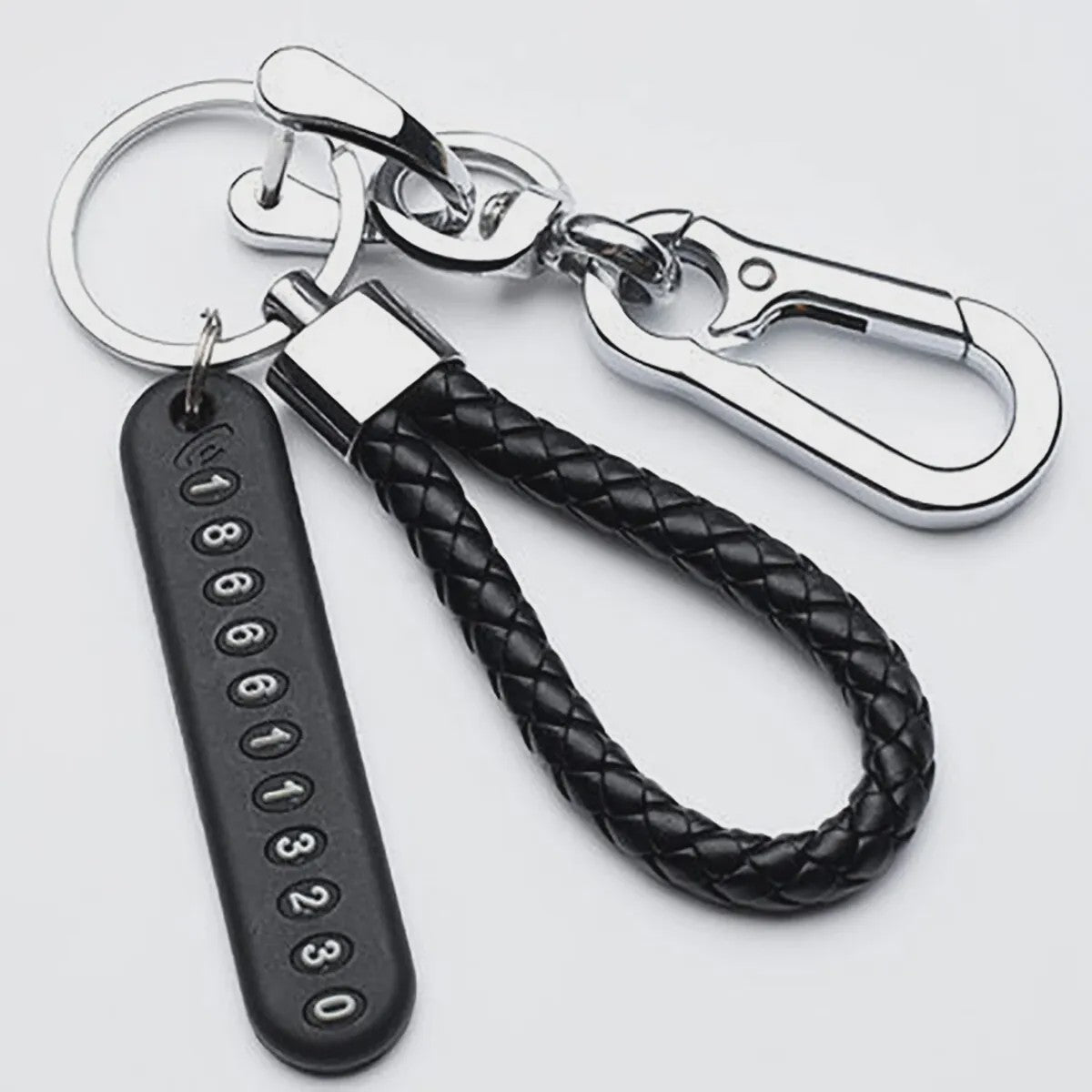 Trendy Leren Telefoonnummer Sleutelhanger voor Heren - Anti-verlies Auto Accessoire