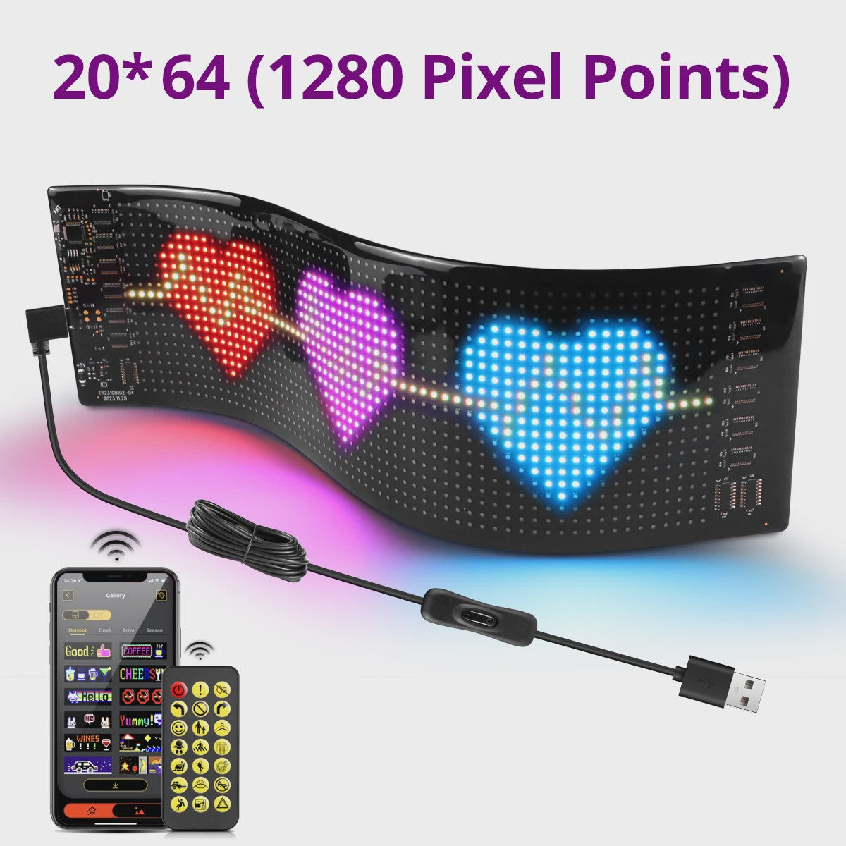 Flexibel 16x96 LED Matrix Pixel Paneel met Bluetooth App Controle - Programmeerbaar Verlichtingsbord