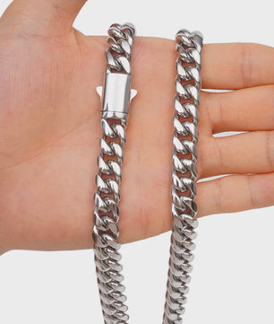 Zilverkleurige Roestvrij Staal Cubaanse Miami Link Ketting (6mm-14mm)