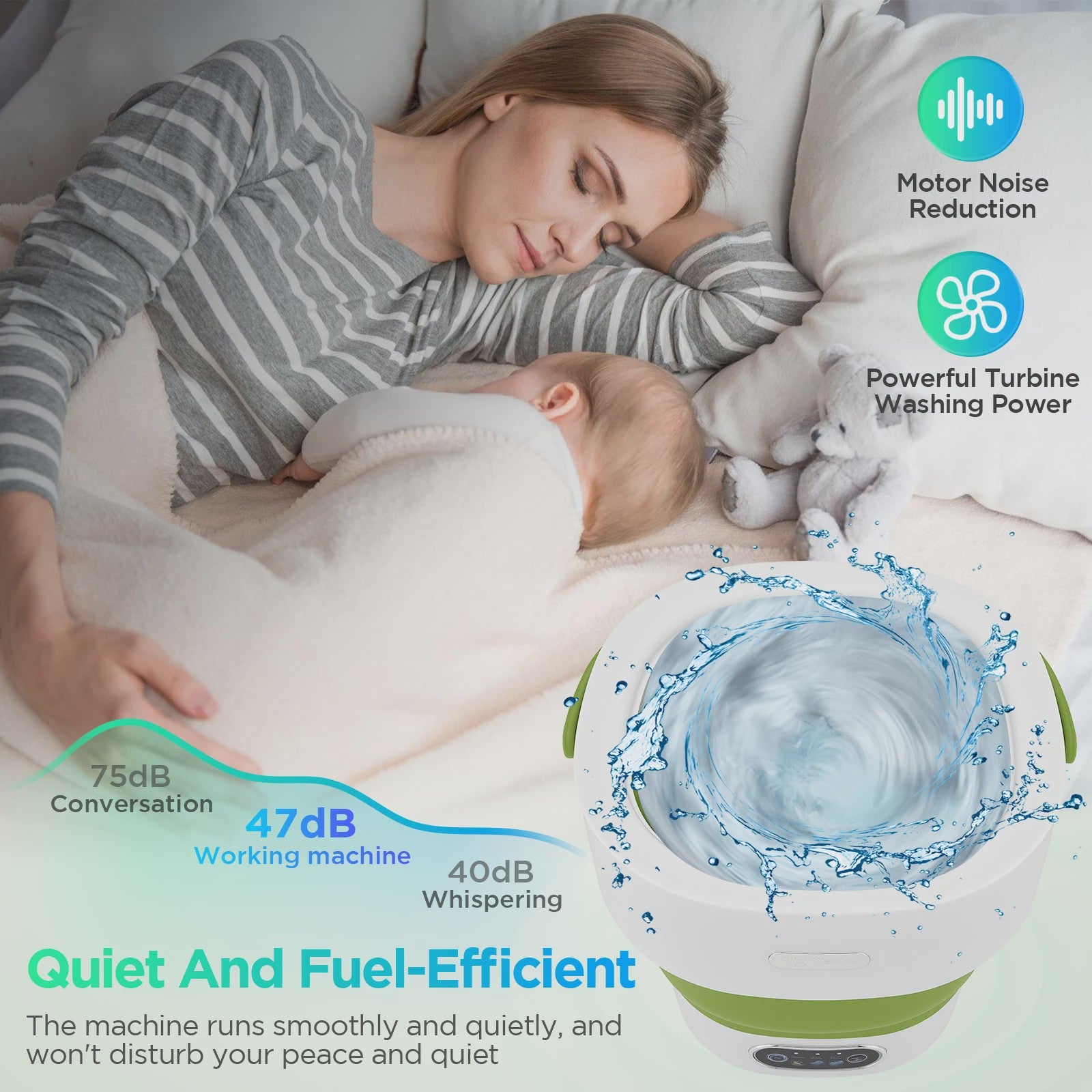 Opvouwbare Mini Wasmachine met Centrifuge - 13L Draagbare Wasmachine voor Reizen & Camping