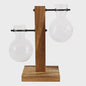 Glazen Vaas met Houten Standaard - Hydroponische Plantenbak voor Bureau & Tafel