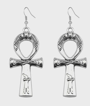 Vintage Egyptische Ankh Kruis Ketting - Grote Hanger met Lange Ketting