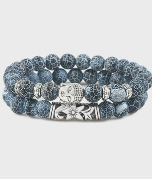 Set van 2 Houten Kralen Armbanden met Buddha & Natuursteen - Meditatie & Spirituele Sieraden