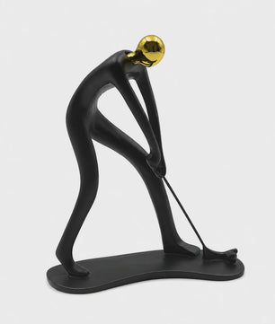 Moderne Golfbeeldje Sculptuur - Decoratieve Figuur voor Bureau & Huis - Goud & Zwart