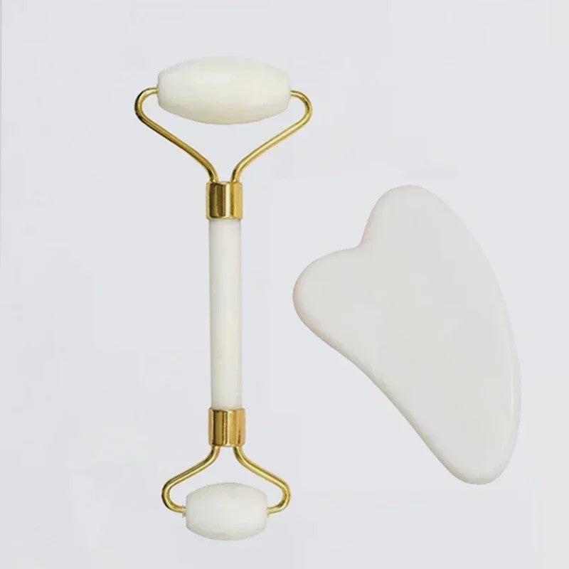 Natuurlijke Jade Roller & Gua Sha Set - Gezichts- en Lichaamsmassage voor Ontspanning en Lifting