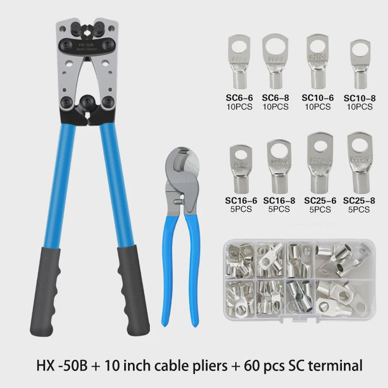 Professionele Krimptang HX-50B voor Kabelogen | 6-50mm² | AWG 10-0