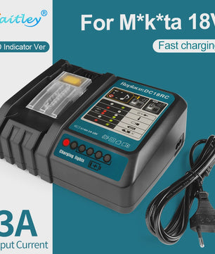 Waitley Snellader voor Makita 18V & 14.4V Accu's - Met Display, Koelventilator & EU Stekker