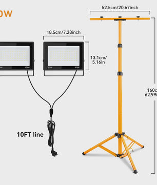Dubbele LED Werkverlichting op Verstelbaar Statief - 200W/100W - IP66 Waterdicht