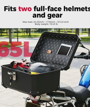 Universele Motor Topkoffer - 45L/57L/65L - Waterdicht & Veilig - Helm Opbergbox