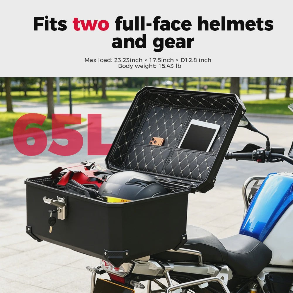 Universele Motor Topkoffer - 45L/57L/65L - Waterdicht & Veilig - Helm Opbergbox