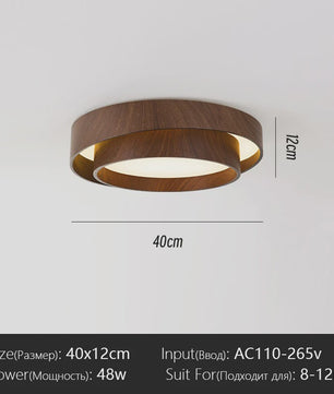 Nordic Walnoothouten LED Plafondlamp - Stijlvolle Verlichting voor Woonkamer, Eetkamer, Balkon, Slaapkamer