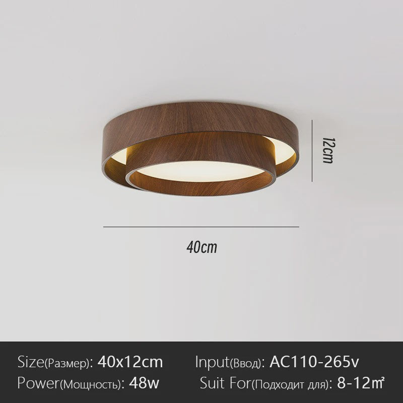 Nordic Walnoothouten LED Plafondlamp - Stijlvolle Verlichting voor Woonkamer, Eetkamer, Balkon, Slaapkamer