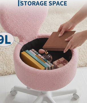 Teddy Pluche Kapstoel met Opbergruimte en Opklapbare Rugleuning - Zacht & Comfortabel
