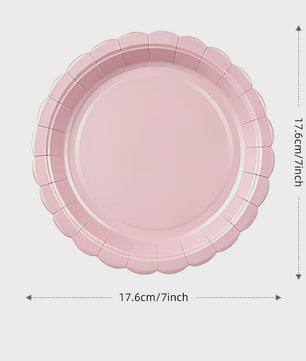 Elegant Roze Scalloped Rand Papieren Borden, Bekers & Servetten Set
