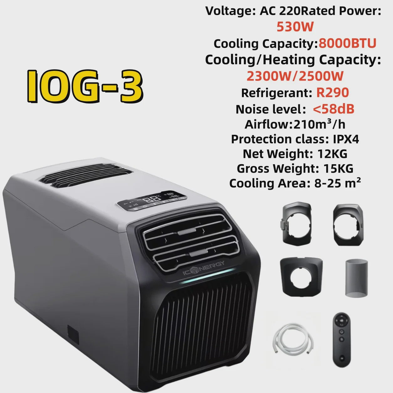 Draagbare Airconditioner 8000BTU - Koeling voor Tent, Camper & Caravan