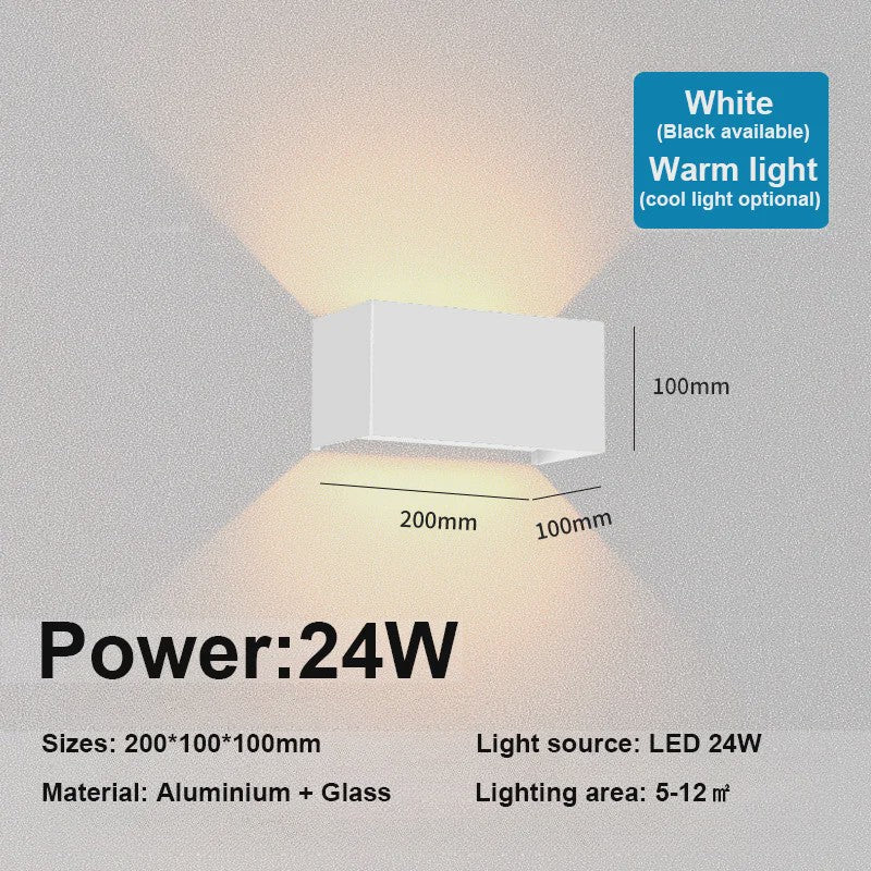Moderne LED Wandlamp IP65 Waterdicht - Binnen & Buiten - Zwart/Wit