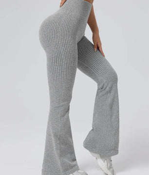 Hoge Taille Stretch Pantalon met Wijde Pijpen voor Dames - Slim Fit, Ideaal voor Workout & Casual Gebruik