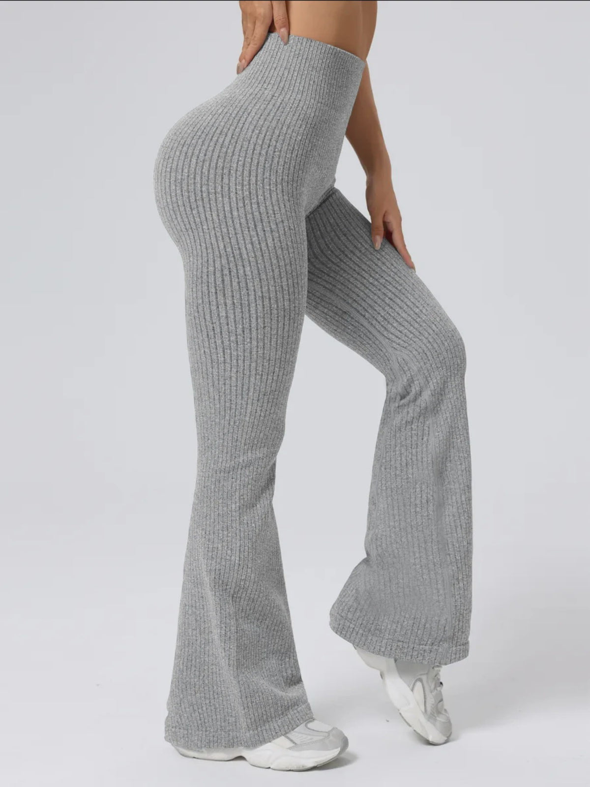 Hoge Taille Stretch Pantalon met Wijde Pijpen voor Dames - Slim Fit, Ideaal voor Workout & Casual Gebruik