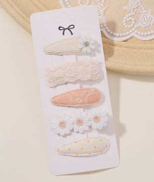 Set van 5 Schattige Baby Haarclipjes voor Meisjes met Bloemen en Leuke Designs