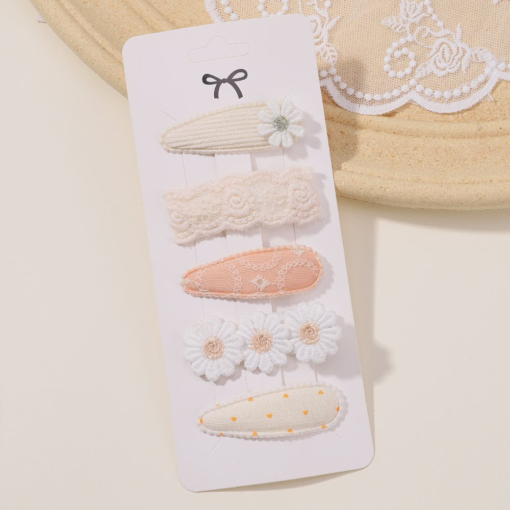 Set van 5 Schattige Baby Haarclipjes voor Meisjes met Bloemen en Leuke Designs
