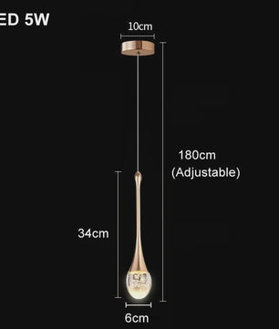 Moderne Druppel Kristal Hanglamp met Bubbel Effect - Sfeervolle Verlichting voor Keuken, Eettafel en Woonkamer