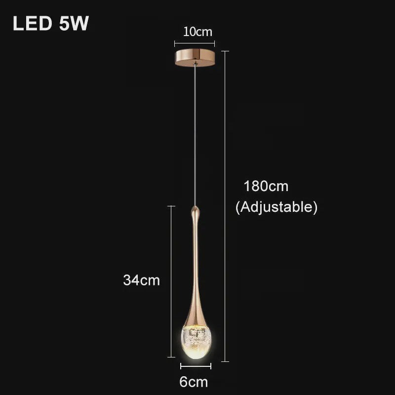 Moderne Druppel Kristal Hanglamp met Bubbel Effect - Sfeervolle Verlichting voor Keuken, Eettafel en Woonkamer