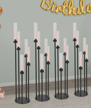 Set van 4 Goudkleurige Vloerkandelaren met 5 Armen - 80 cm Hoog - Luxe Decoratie voor Bruiloft & Feest