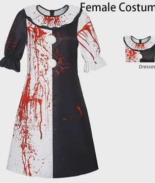 Bloedige Art the Clown Kostuum - Terrifier Killer Clown Jumpsuit voor Halloween & Carnavalsfeest