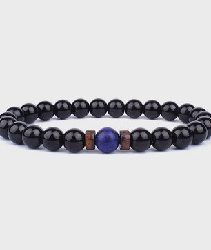 Natuursteen Armband Heren Dames - Lava & Hout Kralen 8mm