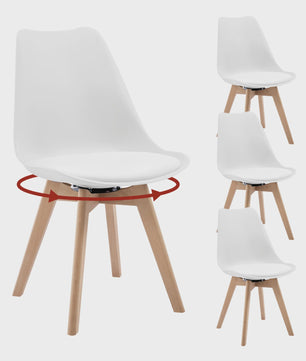 Set van 4xElegante eetkamerstoelen - Kunstleer & Massief Hout - Draaibaar & Comfortabel