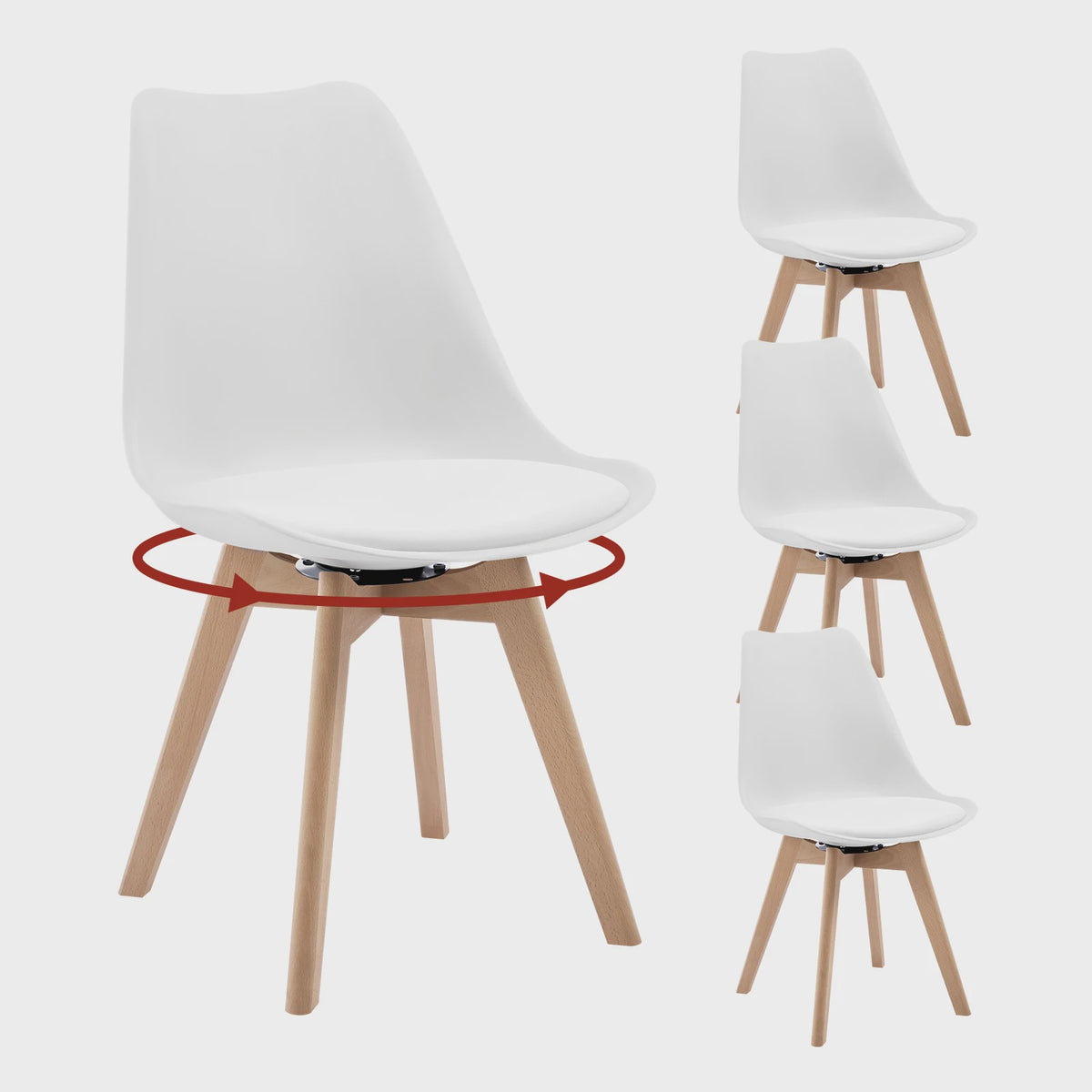 Set van 4xElegante eetkamerstoelen - Kunstleer & Massief Hout - Draaibaar & Comfortabel