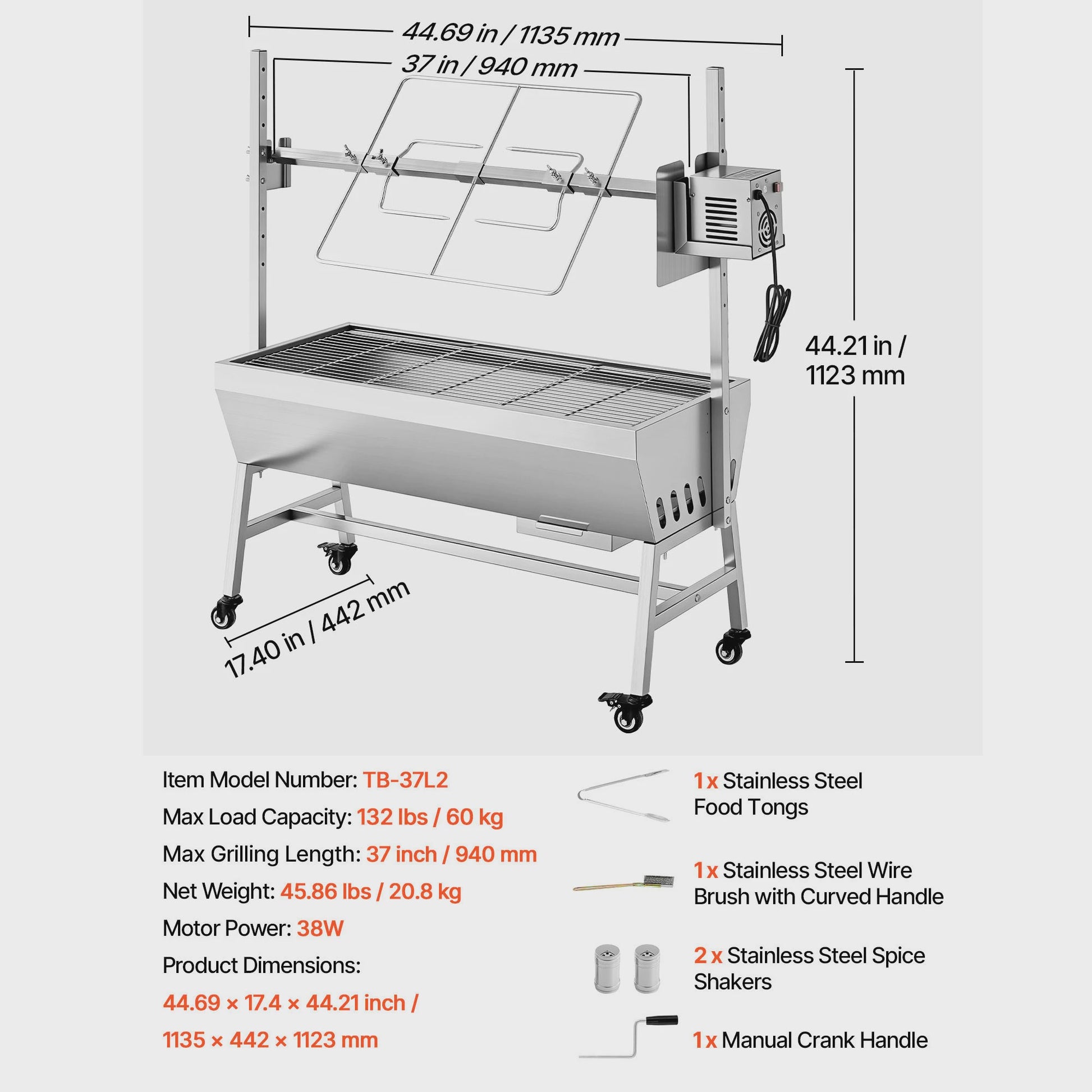 Professionele Rotisserie BBQ Spit Roaster voor Varken & Lam - 60kg capaciteit