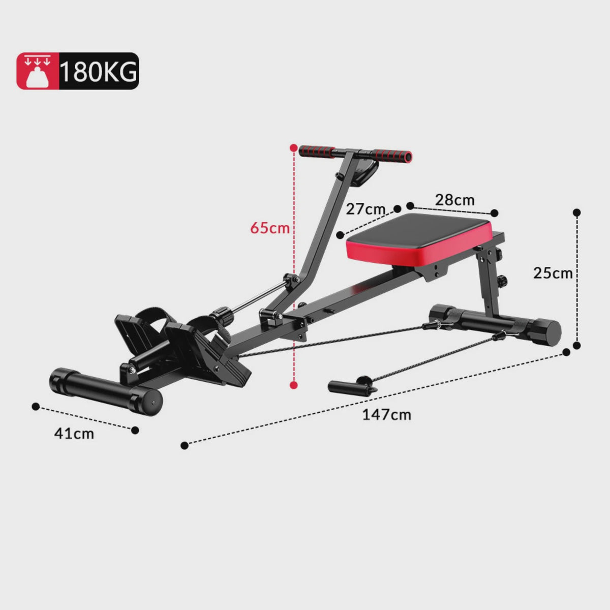 Home Roeitrainer Hydraulisch - 12 Weerstandsniveaus, 180kg Capaciteit, Full Body Workout