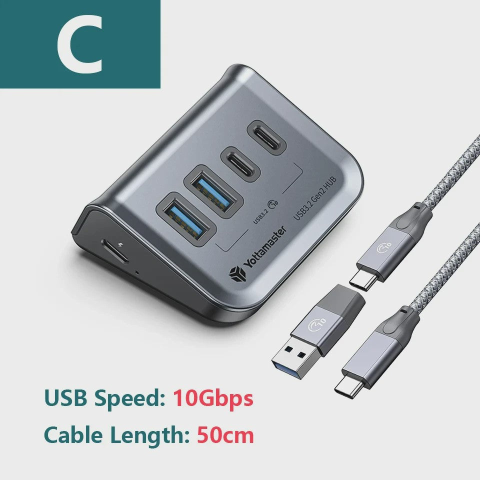 Yottamaster USB 3.2 Gen2 Docking Station Hub met 5Gbps, Multi-Poort SD Kaartlezer & Type-C