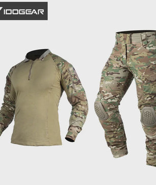 IDOGEAR G4 Tactisch Uniform Shirt & Broek met Kniebeschermers - Heren BDU Trainingskleding